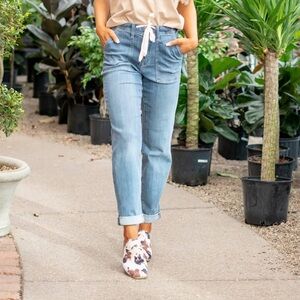 Judy Blue Jeans Clearwater Jogger‎ High Rise Straight Fit Drawstring 11 30